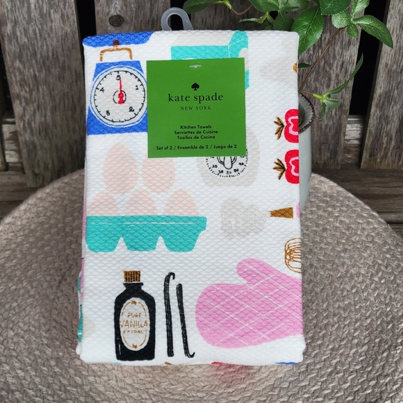kate spade Other - NWT Kate Spade set of 2 kitchen towels baking essentials graphic prints